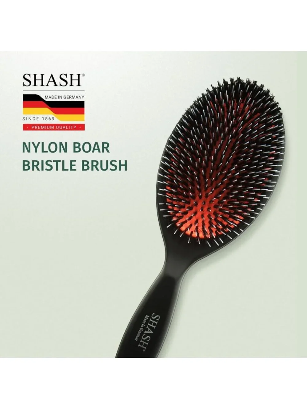 Handmade Nylon & Boar Bristle Brush for Thick Hair - Detangles, Softens